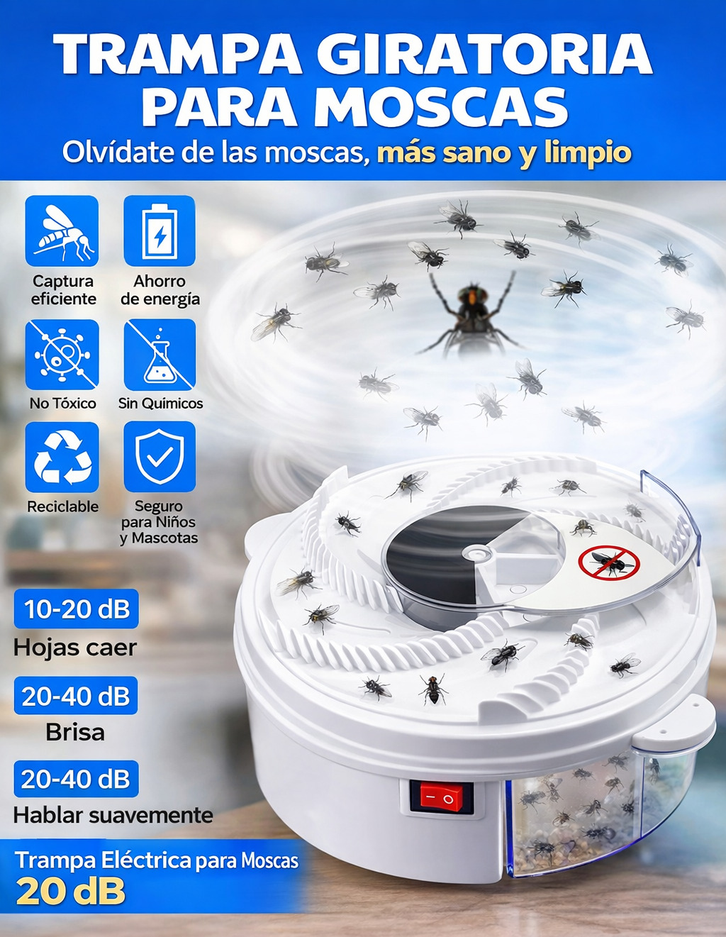 Trampa eléctrica para moscas USB